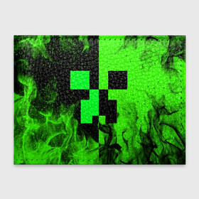 Обложка для студенческого билета с принтом MINECRAFT CREEPER в Новосибирске, натуральная кожа | Размер: 11*8 см; Печать на всей внешней стороне | Тематика изображения на принте: block | creeper | cube | minecraft | pixel | блок | геометрия | крафт | крипер | кубики | майнкрафт | пиксели