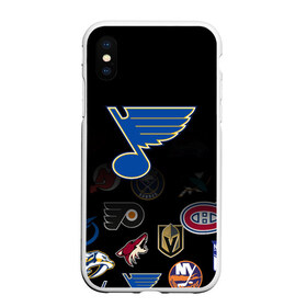 Чехол для iPhone XS Max матовый с принтом NHL St Louis Blues (Z) в Новосибирске, Силикон | Область печати: задняя сторона чехла, без боковых панелей | anaheim ducks | arizona coyotes | boston bruins | buffalo sabres | canadiens de montreal | carolina hurricanes | chicago blackhawks | colorado | hockey | nhl | st. louis blues | нхл | паттерн | спорт | хоккей