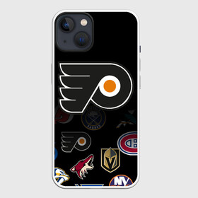 Чехол для iPhone 13 с принтом NHL Philadelphia Flyers | НХЛ (Z) в Новосибирске,  |  | anaheim ducks | boston bruins | buffalo sabres | calgary flames | canadiens de montreal | carolina hurricanes | chicago blackhawks | colorado | hockey | nhl | philadelphia flyers | нхл | паттерн | спорт | хоккей