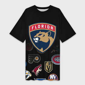 Платье-футболка 3D с принтом NHL Florida Panthers (Z) в Новосибирске,  |  | anaheim ducks | arizona coyotes | boston bruins | buffalo sabres | calgary flames | canadiens de montreal | chicago blackhawks | colorado | florida panthers | hockey | nhl | нхл | паттерн | спорт | хоккей