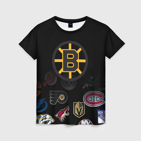 Женская футболка 3D с принтом NHL Boston Bruins (Z) в Новосибирске, 100% полиэфир ( синтетическое хлопкоподобное полотно) | прямой крой, круглый вырез горловины, длина до линии бедер | anaheim ducks | arizona coyotes | boston bruins | buffalo sabres | calgary flames | canadiens de montreal | carolina hurricanes | chicago blackhawks | colorado | hockey | nhl | нхл | паттерн | спорт | хоккей