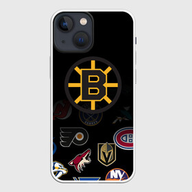 Чехол для iPhone 13 mini с принтом NHL Boston Bruins (Z) в Новосибирске,  |  | anaheim ducks | arizona coyotes | boston bruins | buffalo sabres | calgary flames | canadiens de montreal | carolina hurricanes | chicago blackhawks | colorado | hockey | nhl | нхл | паттерн | спорт | хоккей