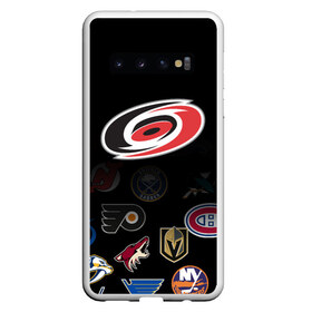 Чехол для Samsung Galaxy S10 с принтом NHL Carolina Hurricanes (Z) в Новосибирске, Силикон | Область печати: задняя сторона чехла, без боковых панелей | anaheim ducks | arizona coyotes | boston bruins | buffalo sabres | calgary flames | canadiens de montreal | carolina hurricanes | chicago blackhawks | colorado | hockey | nhl | нхл | паттерн | спорт | хоккей