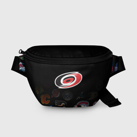 Поясная сумка 3D с принтом NHL Carolina Hurricanes (Z) в Новосибирске, 100% полиэстер | плотная ткань, ремень с регулируемой длиной, внутри несколько карманов для мелочей, основное отделение и карман с обратной стороны сумки застегиваются на молнию | anaheim ducks | arizona coyotes | boston bruins | buffalo sabres | calgary flames | canadiens de montreal | carolina hurricanes | chicago blackhawks | colorado | hockey | nhl | нхл | паттерн | спорт | хоккей