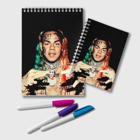 Блокнот с принтом 6IX9INE в Новосибирске, 100% бумага | 48 листов, плотность листов — 60 г/м2, плотность картонной обложки — 250 г/м2. Листы скреплены удобной пружинной спиралью. Цвет линий — светло-серый
 | Тематика изображения на принте: 6ix9ine | gooba | hernandez | tekashi