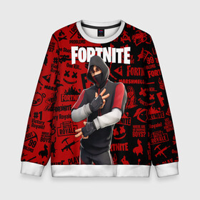 Детский свитшот 3D с принтом FORTNITE x IKONIK в Новосибирске, 100% полиэстер | свободная посадка, прямой крой, мягкая тканевая резинка на рукавах и понизу свитшота | Тематика изображения на принте: deadmau5 | fortnite | fortnite 2 | fortnite x маршмелло | ikonik | marshmello | ninja | ninja streamer | raven | travis scott | ворон | иконик | ниндзя | пили | рейвен | трэвис скотт | фортнайт