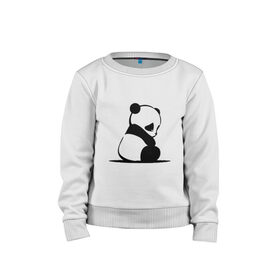 Детский свитшот хлопок с принтом Милая панда (Z) в Новосибирске, 100% хлопок | круглый вырез горловины, эластичные манжеты, пояс и воротник | Тематика изображения на принте: ailuropoda melanoleuca | ailurus fulgens | бамбуковый медведь | большая панда | звери | малая панда | медведь | милая панда | няшка | панда