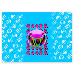 Поздравительная открытка с принтом 6IX9INE- GOOBA в Новосибирске, 100% бумага | плотность бумаги 280 г/м2, матовая, на обратной стороне линовка и место для марки
 | 6ix9ine | 6ix9ine  gooba | gooba | акула | сикснайн | сиксти найн | сиксти найн репер | такаши | текаши | текаши сикснайн