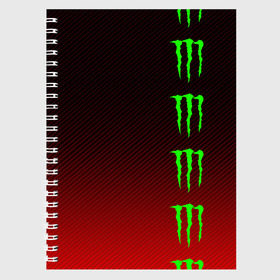 Тетрадь с принтом MONSTER ENERGY (Z) в Новосибирске, 100% бумага | 48 листов, плотность листов — 60 г/м2, плотность картонной обложки — 250 г/м2. Листы скреплены сбоку удобной пружинной спиралью. Уголки страниц и обложки скругленные. Цвет линий — светло-серый
 | black monster | bmx | claw | cybersport | energy | monster | monster energy | moto | motocross | race | sport | киберспорт | когти | монстер энерджи | монстр | мото | мотокросс | ралли | скейтбординг | спорт | т | энергия