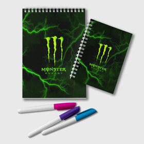 Блокнот с принтом MONSTER ENERGY в Новосибирске, 100% бумага | 48 листов, плотность листов — 60 г/м2, плотность картонной обложки — 250 г/м2. Листы скреплены удобной пружинной спиралью. Цвет линий — светло-серый
 | amg | auto | bmw | honda | jdm | mercedes | nissan | porsche | racing | sport | subar | toyota | автомобил | автомобильные | киа | лексус | марка | машины | митсубиси | ниссан | порше | спорт | субару | тесла | тойота | хонда