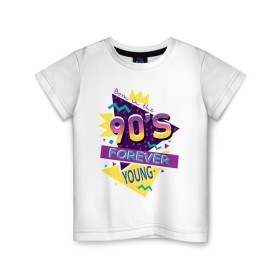 Детская футболка хлопок с принтом Рожденный в 90х в Новосибирске, 100% хлопок | круглый вырез горловины, полуприлегающий силуэт, длина до линии бедер | 1990 | 90 | 90 е | девяностые | молодость | надпись | ссср | текст | фраза