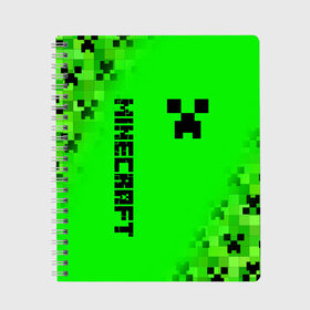 Тетрадь с принтом MINECRAFT CREEPER в Новосибирске, 100% бумага | 48 листов, плотность листов — 60 г/м2, плотность картонной обложки — 250 г/м2. Листы скреплены сбоку удобной пружинной спиралью. Уголки страниц и обложки скругленные. Цвет линий — светло-серый
 | block | creeper | cube | minecraft | pixel | блок | геометрия | крафт | крипер | кубики | майнкрафт | пиксели