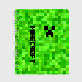 Тетрадь с принтом MINECRAFT CREEPER в Новосибирске, 100% бумага | 48 листов, плотность листов — 60 г/м2, плотность картонной обложки — 250 г/м2. Листы скреплены сбоку удобной пружинной спиралью. Уголки страниц и обложки скругленные. Цвет линий — светло-серый
 | block | creeper | cube | minecraft | pixel | блок | геометрия | крафт | крипер | кубики | майнкрафт | пиксели