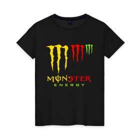 Женская футболка хлопок с принтом MONSTER ENERGY (Z) в Новосибирске, 100% хлопок | прямой крой, круглый вырез горловины, длина до линии бедер, слегка спущенное плечо | black monster | bmx | claw | cybersport | energy | monster | monster energy | moto | motocross | race | sport | киберспорт | когти | монстер энерджи | монстр | мото | мотокросс | ралли | скейтбординг | спорт | энергия
