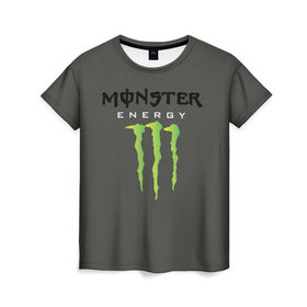 Женская футболка 3D с принтом MONSTER ENERGY (Z) в Новосибирске, 100% полиэфир ( синтетическое хлопкоподобное полотно) | прямой крой, круглый вырез горловины, длина до линии бедер | black monster | bmx | claw | cybersport | energy | monster | monster energy | moto | motocross | race | sport | киберспорт | когти | монстер энерджи | монстр | мото | мотокросс | ралли | скейтбординг | спорт | энергия