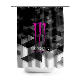 Штора 3D для ванной с принтом MONSTER ENERGY (Z) в Новосибирске, 100% полиэстер | плотность материала — 100 г/м2. Стандартный размер — 146 см х 180 см. По верхнему краю — пластиковые люверсы для креплений. В комплекте 10 пластиковых колец | black monster | bmx | claw | cybersport | energy | monster | monster energy | moto | motocross | race | sport | киберспорт | когти | монстер энерджи | монстр | мото | мотокросс | ралли | скейтбординг | спорт | энергия