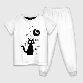 Детская пижама хлопок с принтом Jiji Cat в Новосибирске, 100% хлопок |  брюки и футболка прямого кроя, без карманов, на брюках мягкая резинка на поясе и по низу штанин
 | cat | jiji | kitty | аниме | ведьма | гибли | джиджи | животные | кот | котенок | кошка | миядзаки | мульт | мультфильм | тоторо