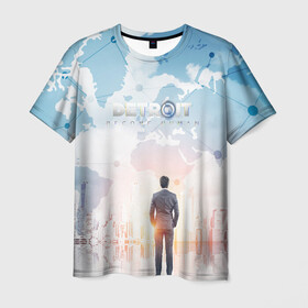 Мужская футболка 3D с принтом DETROIT:BECOME HUMAN в Новосибирске, 100% полиэфир | прямой крой, круглый вырез горловины, длина до линии бедер | action | ai | android | connor | detroit become human | game | rk 800 | rk 900 | андроиды | детектив | игра | игры | интерактивное кино | кара | коннор | логотип | маркус | роботы | фирменный стиль | экшн