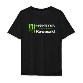 Мужская футболка хлопок Oversize с принтом KAWASAKI (Z) в Новосибирске, 100% хлопок | свободный крой, круглый ворот, “спинка” длиннее передней части | bike | energy | kawasaki | monster | monster energy | moto | motocross | ninja | sport | zzr | кавасаки | кавасаки ниндзя | монстер энерджи | монстр | мото | мотокросс | ниндзя | спорт | энергия