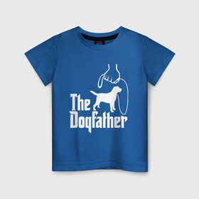 Детская футболка хлопок с принтом The Dogfather - пародия  в Новосибирске, 100% хлопок | круглый вырез горловины, полуприлегающий силуэт, длина до линии бедер | Тематика изображения на принте: godfather | крестный отец | лабрадор | ретривер | собака | собачник | хобби