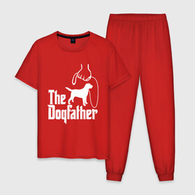 Мужская пижама хлопок с принтом The Dogfather - пародия  в Новосибирске, 100% хлопок | брюки и футболка прямого кроя, без карманов, на брюках мягкая резинка на поясе и по низу штанин
 | godfather | крестный отец | лабрадор | ретривер | собака | собачник | хобби