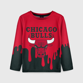 Детский лонгслив 3D с принтом Chicago Bulls. в Новосибирске, 100% полиэстер | длинные рукава, круглый вырез горловины, полуприлегающий силуэт
 | 23 | air jordan | bulls | chicago bulls | jordan | michael jordan | nba | paris saint germain | psg | red | sport | быки | джордан | майкл джордан | псж | спорт | чикаго буллс