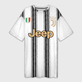 Платье-футболка 3D с принтом Juventus home 20 21 в Новосибирске,  |  | champions | italy | juventus | league | ronaldo | криштиану | лига чемпионов | роналду