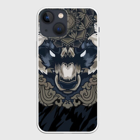 Чехол для iPhone 13 mini с принтом Зверь в Новосибирске,  |  | арт | белый | бурый | всю | геометрия | граффити | дикие | добрые | животные | зверь | злые | картинка | кума | лого | медведь | на | опасный | панда | рисунок | текстуры | фон | хищник | цвет | эмблема