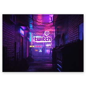 Поздравительная открытка с принтом TWITCH в Новосибирске, 100% бумага | плотность бумаги 280 г/м2, матовая, на обратной стороне линовка и место для марки
 | game | gamer | logo | trend | twitch | twitties | игры | логотип | мода | надписи | стрим | твитч | тренд