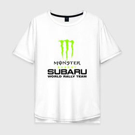 Мужская футболка хлопок Oversize с принтом MONSTER ENERGY (Z) в Новосибирске, 100% хлопок | свободный крой, круглый ворот, “спинка” длиннее передней части | energy | monster | monster energy | sport | subaru | когти | монстер энерджи | монстр | ралли | спорт | субару | энергия