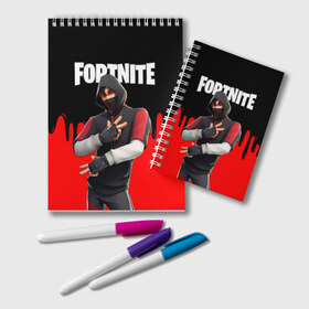 Блокнот с принтом FORTNITE x IKONIK в Новосибирске, 100% бумага | 48 листов, плотность листов — 60 г/м2, плотность картонной обложки — 250 г/м2. Листы скреплены удобной пружинной спиралью. Цвет линий — светло-серый
 | deadmau5 | fortnite | fortnite 2 | fortnite x маршмелло | ikonik | marshmello | ninja | ninja streamer | raven | travis scott | ворон | иконик | ниндзя | пили | рейвен | трэвис скотт | фортнайт