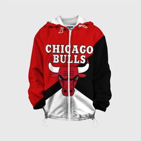 Детская куртка 3D с принтом CHICAGO BULLS в Новосибирске, 100% полиэстер | застежка — молния, подол и капюшон оформлены резинкой с фиксаторами, по бокам — два кармана без застежек, один потайной карман на груди, плотность верхнего слоя — 90 г/м2; плотность флисового подклада — 260 г/м2 | bulls | chicago | chicago bulls | nba | red bulls | usa | америка | быки | нба | сша | чикаго буллс