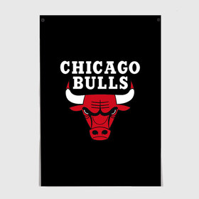 Постер с принтом CHICAGO BULLS в Новосибирске, 100% бумага
 | бумага, плотность 150 мг. Матовая, но за счет высокого коэффициента гладкости имеет небольшой блеск и дает на свету блики, но в отличии от глянцевой бумаги не покрыта лаком | bulls | chicago | chicago bulls | nba | red bulls | usa | америка | быки | нба | сша | чикаго буллс