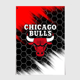 Постер с принтом CHICAGO BULLS в Новосибирске, 100% бумага
 | бумага, плотность 150 мг. Матовая, но за счет высокого коэффициента гладкости имеет небольшой блеск и дает на свету блики, но в отличии от глянцевой бумаги не покрыта лаком | bulls | chicago | chicago bulls | nba | red bulls | usa | америка | быки | нба | сша | чикаго буллс