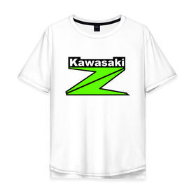 Мужская футболка хлопок Oversize с принтом KAWASAKI (Z) в Новосибирске, 100% хлопок | свободный крой, круглый ворот, “спинка” длиннее передней части | Тематика изображения на принте: bike | kawasaki | moto | motocycle | ninja | sportmotorcycle | zzr | кавасаки | кавасаки ниндзя | мото | мотоспорт | ниндзя