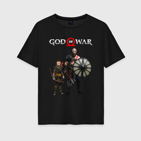 Женская футболка хлопок Oversize с принтом GOD OF WAR в Новосибирске, 100% хлопок | свободный крой, круглый ворот, спущенный рукав, длина до линии бедер
 | ascension | betrayal | chains of olympus | cratos | ghost of sparta | god of war | hack and slash | kratos | бог войны | кратос