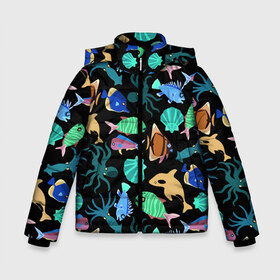 Зимняя куртка для мальчиков 3D с принтом Summer в Новосибирске, ткань верха — 100% полиэстер; подклад — 100% полиэстер, утеплитель — 100% полиэстер | длина ниже бедра, удлиненная спинка, воротник стойка и отстегивающийся капюшон. Есть боковые карманы с листочкой на кнопках, утяжки по низу изделия и внутренний карман на молнии. 

Предусмотрены светоотражающий принт на спинке, радужный светоотражающий элемент на пуллере молнии и на резинке для утяжки | color | design | fashion | fish | paint | shell | squid | summer | vanguard | авангард | дизайн | кальмар | краска | лето | мода | ракушка | рыба | цвет