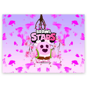 Поздравительная открытка с принтом Sakura Spike Brawl Stars в Новосибирске, 100% бумага | плотность бумаги 280 г/м2, матовая, на обратной стороне линовка и место для марки
 | brawl | brawl stars | sakura spike | spike | бравл | бравл кактус | бравл старс | кактус | сакура спайк | спайк | спайк бравл старс