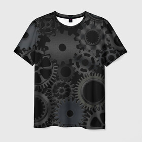 Мужская футболка 3D с принтом Механизмы в Новосибирске, 100% полиэфир | прямой крой, круглый вырез горловины, длина до линии бедер | Тематика изображения на принте: hi tech | steampunk | брутальные | брутальный | инженер | инжинер | искусство механизмов | механизм | механизмы | стимпанк | текстура | черные шестерёнки | шестеренки | шестерни | я инженер
