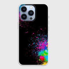 Чехол для iPhone 13 Pro с принтом Брызги красок в Новосибирске,  |  | абстракция | брызги | брызги краски | брызги красок | краска | круги | лайки | пятна | радуга | спрей | цветной