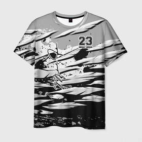 Мужская футболка 3D с принтом Michael Jordan 23 в Новосибирске, 100% полиэфир | прямой крой, круглый вырез горловины, длина до линии бедер | 23 | bulls | chicago | jeffrey | jordan | michael | mvp | space jam | майкл джордан | чикаго буллз