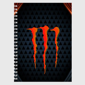 Тетрадь с принтом MONSTER ENERGY (Z) в Новосибирске, 100% бумага | 48 листов, плотность листов — 60 г/м2, плотность картонной обложки — 250 г/м2. Листы скреплены сбоку удобной пружинной спиралью. Уголки страниц и обложки скругленные. Цвет линий — светло-серый
 | black monster | bmx | claw | cybersport | energy | monster | monster energy | moto | motocross | race | sport | киберспорт | когти | монстер энерджи | монстр | мото | мотокросс | ралли | скейтбординг | спорт | то | энергия