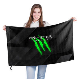 Флаг 3D с принтом MONSTER ENERGY (Z) в Новосибирске, 100% полиэстер | плотность ткани — 95 г/м2, размер — 67 х 109 см. Принт наносится с одной стороны | black monster | bmx | claw | cybersport | energy | monster | monster energy | moto | motocross | race | sport | киберспорт | когти | монстер энерджи | монстр | мото | мотокросс | ралли | скейтбординг | спорт | то | энергия