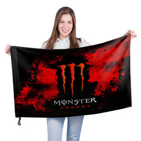 Флаг 3D с принтом MONSTER ENERGY (Z) в Новосибирске, 100% полиэстер | плотность ткани — 95 г/м2, размер — 67 х 109 см. Принт наносится с одной стороны | black monster | bmx | claw | cybersport | energy | monster | monster energy | moto | motocross | race | sport | киберспорт | когти | монстер энерджи | монстр | мото | мотокросс | ралли | скейтбординг | спорт | энергия