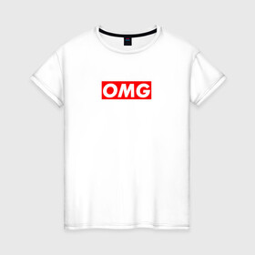 Женская футболка хлопок с принтом OMG STYLE в Новосибирске, 100% хлопок | прямой крой, круглый вырез горловины, длина до линии бедер, слегка спущенное плечо | casual | kek | lol | omg | кек | лол | модные | надписи | омг | фразы