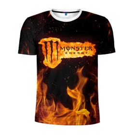 Мужская футболка 3D спортивная с принтом FIRE MONSTER ENERGY (Z) в Новосибирске, 100% полиэстер с улучшенными характеристиками | приталенный силуэт, круглая горловина, широкие плечи, сужается к линии бедра | black monster | bmx | claw | energy | fire | monster | monster energy | moto | motocross | race | sport | киберспорт | когти | монстер энерджи | монстр | мото | мотокросс | огонь | ралли | скейтбординг | спорт | энергия