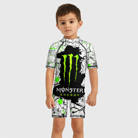 Детский купальный костюм 3D с принтом MONSTER ENERGY (Z) в Новосибирске, Полиэстер 85%, Спандекс 15% | застежка на молнии на спине | black monster | bmx | claw | cybersport | energy | monster | monster energy | moto | motocross | race | sport | киберспорт | когти | монстер энерджи | монстр | мото | мотокросс | ралли | скейтбординг | спорт | то | энергия