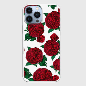 Чехол для iPhone 13 Pro Max с принтом Винтажные розы в Новосибирске,  |  | flowers | pattern | алые | бутоны | винный | винтаж | винтажные | готика | готический | девушкам | женщинам | красныерозы | лепестки | лето | листья | любовь | нежность | паттерн | подарок | праздник | природа