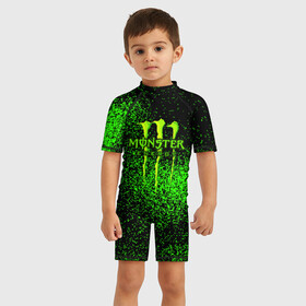 Детский купальный костюм 3D с принтом MONSTER ENERGY в Новосибирске, Полиэстер 85%, Спандекс 15% | застежка на молнии на спине | energy | honda | mercedes | monster energy | porsche | racing | sport | toyota | автомобил | автомобильные | марка | машины | митсубиси | монстр | монстр энерджи | порше | спорт | тесла | тойота | хонда