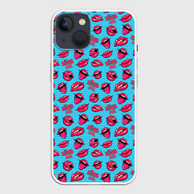Чехол для iPhone 13 с принтом Губы. Поп арт в Новосибирске,  |  | Тематика изображения на принте: kiss me | pattern | pop art | губы | много губ | паттерн | поп арт | тайлинг | текстуры | фоны